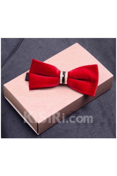 Red Solid Cotton-Microfiber Blended Bow Tie