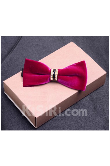 Red Solid Cotton-Microfiber Blended Bow Tie