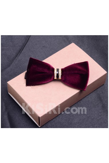 Red Solid Cotton-Microfiber Blended Bow Tie