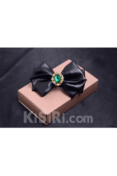 Green Solid Microfiber, Gem Bow Tie