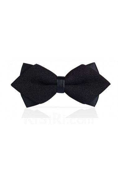 Black Solid Microfiber Bow Tie