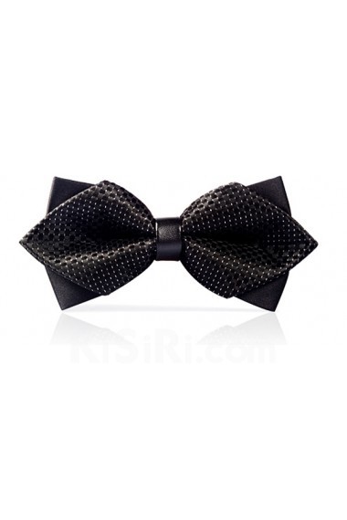 Black Polka Dot Microfiber Bow Tie