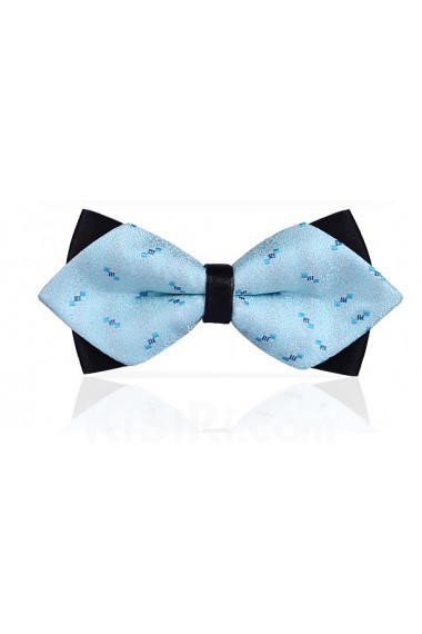 Blue Floral Microfiber Bow Tie