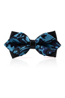 Blue Floral Microfiber Bow Tie