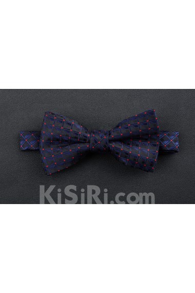 Blue Polka Dot Microfiber Bow Tie