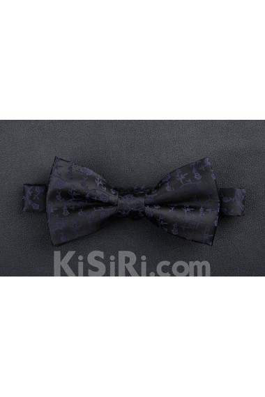 Black Floral Microfiber Bow Tie