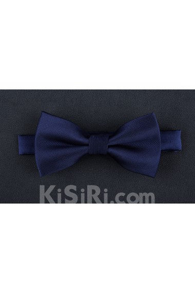 Blue Solid Microfiber Bow Tie