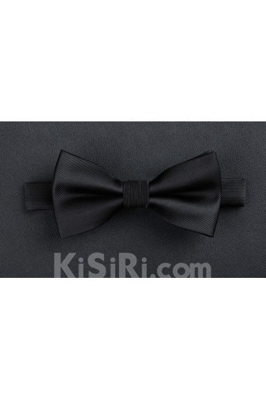 Black Solid Microfiber Bow Tie