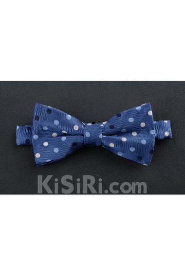 Blue Polka Dot Microfiber Bow Tie