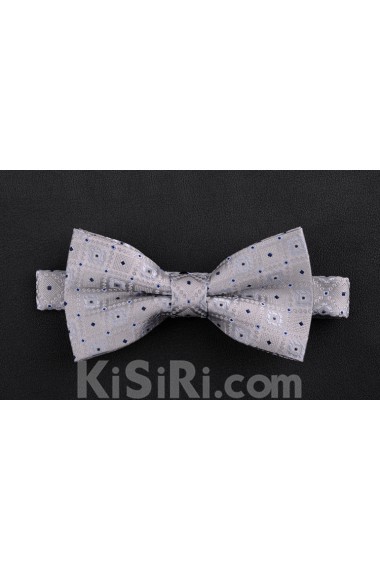 Silver Polka Dot Microfiber Bow Tie