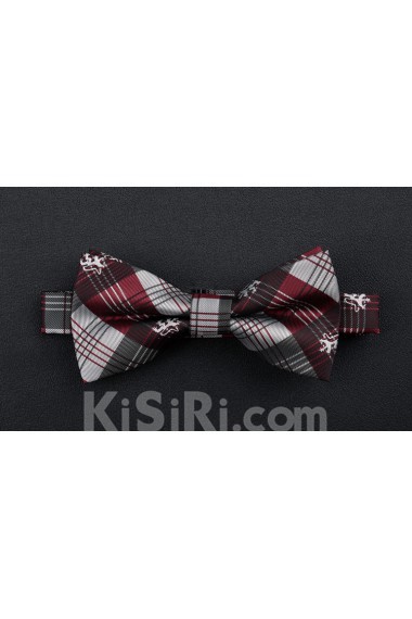 Silver Striped Microfiber Bow Tie