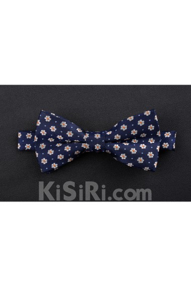 Blue Floral Microfiber Bow Tie