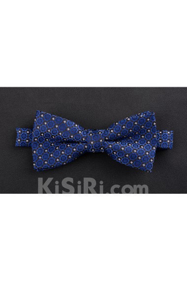 Blue Floral Microfiber Bow Tie