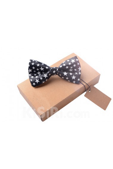 Black Floral Microfiber Bow Tie