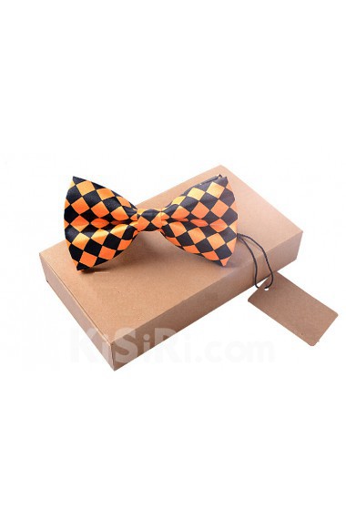 Yellow Plaid Microfiber Bow Tie