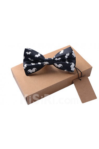 Black Floral Microfiber Bow Tie