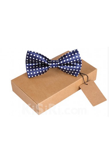 Blue Polka Dot Microfiber Bow Tie