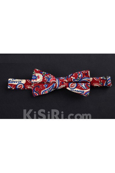 Red Floral Microfiber Bow Tie