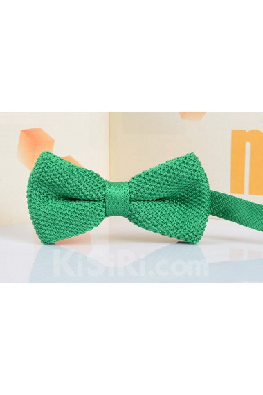 Green Solid Wool Bow Tie