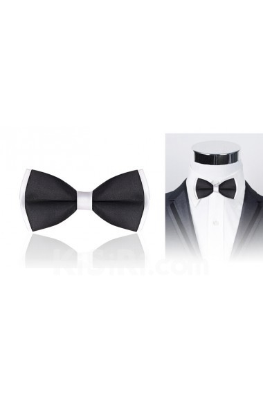 Black Solid Microfiber Bow Tie