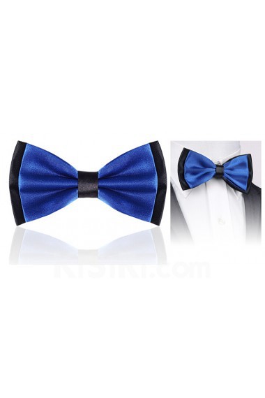 Blue Solid Microfiber Bow Tie