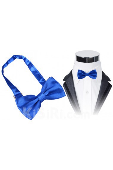 Blue Solid Microfiber Bow Tie