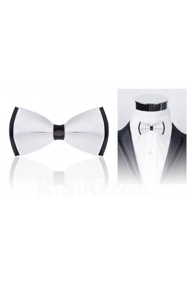 White Solid Microfiber Bow Tie