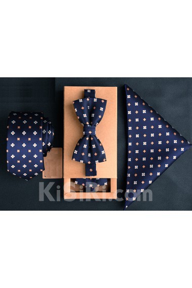 Blue Polka Dot Microfiber 
Necktie and Bow Tie and Pocket Square