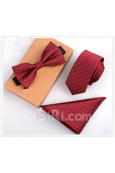 Red Polka Dot Microfiber 
Necktie and Bow Tie and Pocket Square