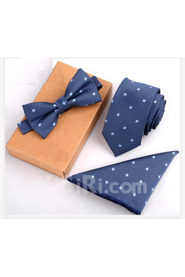 Blue Polka Dot Microfiber 
Necktie and Bow Tie and Pocket Square