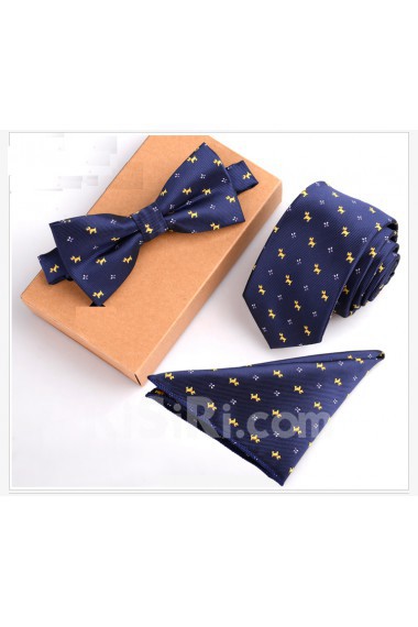 Blue Polka Dot Microfiber 
Necktie and Bow Tie and Pocket Square