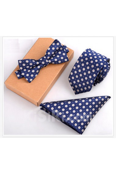 Blue Polka Dot Microfiber 
Necktie and Bow Tie and Pocket Square