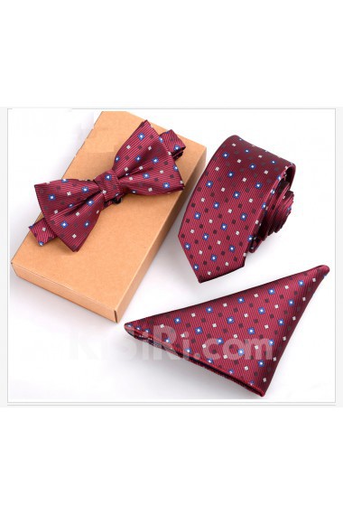 Red Polka Dot Microfiber 
Necktie and Bow Tie and Pocket Square