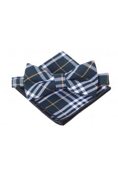 Green Plaid Cotton, Linen 
Bow Tie and Pocket Square