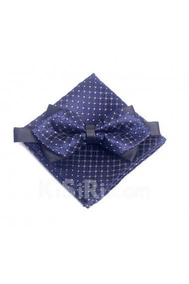 Blue Checkered Microfiber 
Bow Tie and Pocket Square