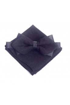 Black Solid Microfiber 
Bow Tie and Pocket Square