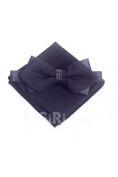 Black Solid Microfiber 
Bow Tie and Pocket Square