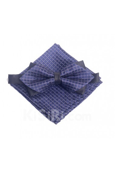 Blue Checkered Microfiber 
Bow Tie and Pocket Square