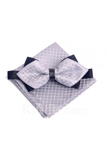 Silver Checkered Microfiber 
Bow Tie and Pocket Square