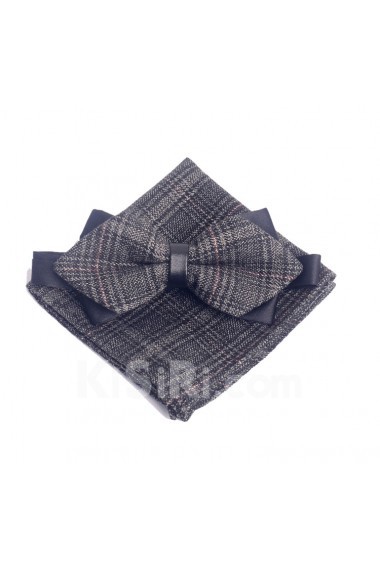 Gray Plaid Microfiber 
Bow Tie and Pocket Square