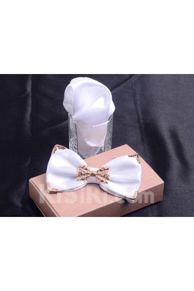 White Solid Microfiber 
Bow Tie and Pocket Square