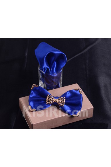 Blue Solid Microfiber 
Bow Tie and Pocket Square