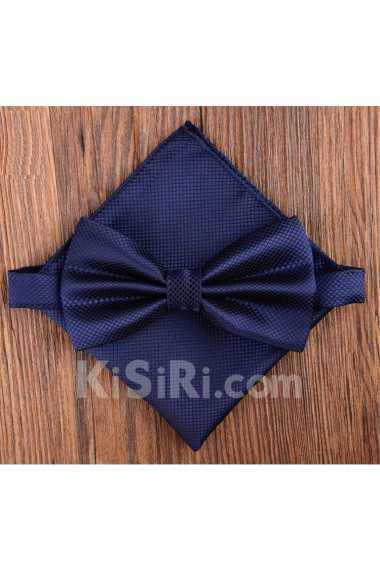 Blue Solid Microfiber 
Bow Tie and Pocket Square