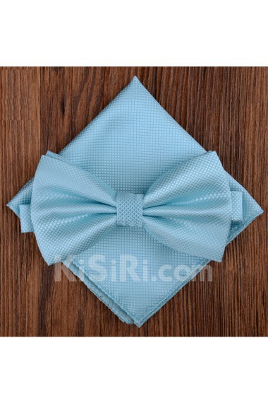 Blue Solid Microfiber 
Bow Tie and Pocket Square