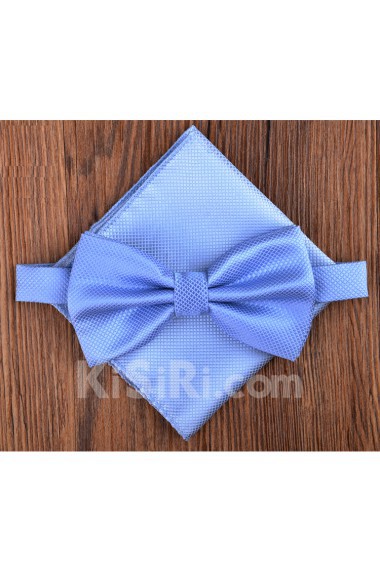 Blue Solid Microfiber 
Bow Tie and Pocket Square