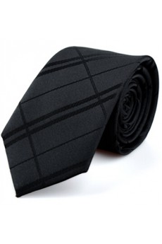 Black Striped Microfiber Skinny Ties