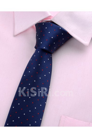 Blue Polka Dot Microfiber Skinny Ties