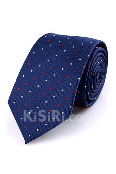 Blue Polka Dot Microfiber Skinny Ties