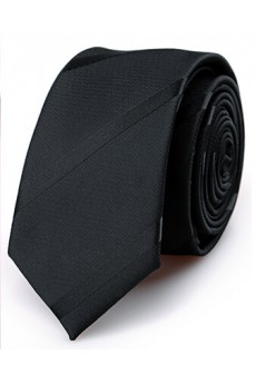 Black Striped Microfiber Skinny Ties