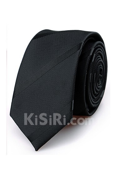 Black Striped Microfiber Skinny Ties